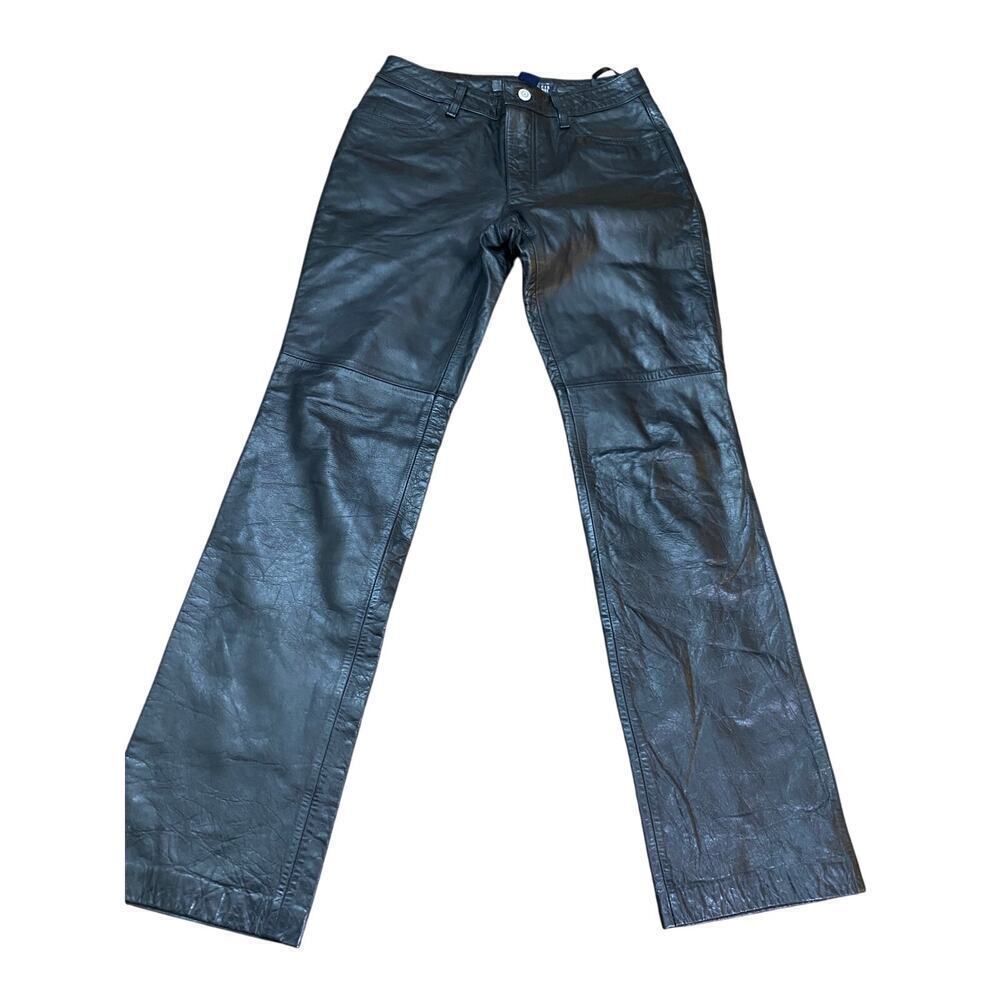 Gap Black Leather Y2k Motorcycle Bootcut Jeans Size 2